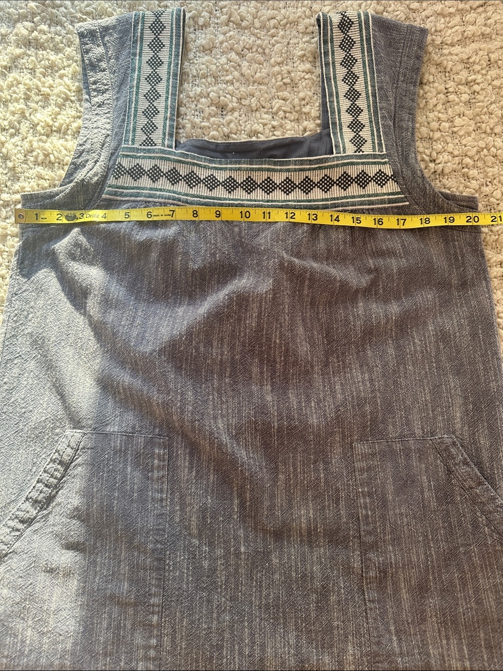 Faherty Blue Organic Cotton Embroidered Square-Neck Summer Dress - Picture 9 of 14